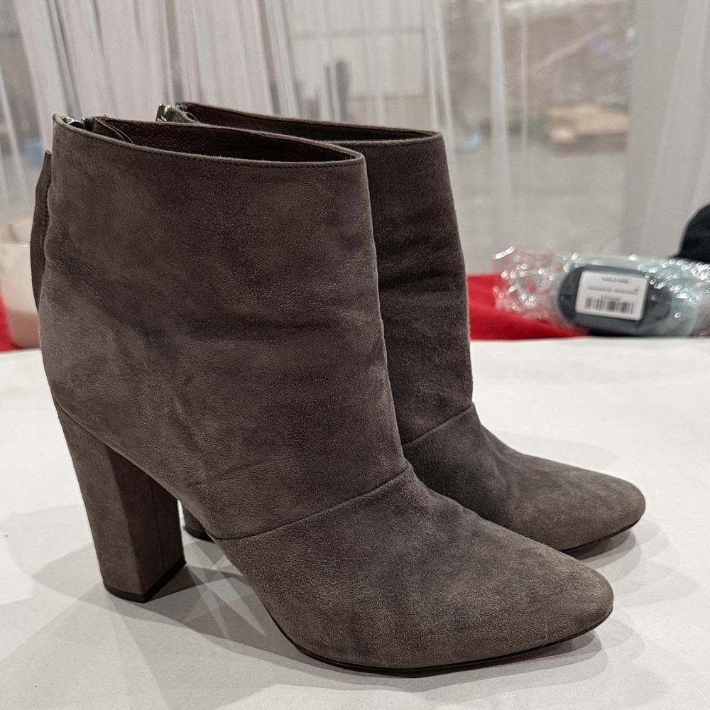 J. Crew Charcoal Suede Heeled Boots